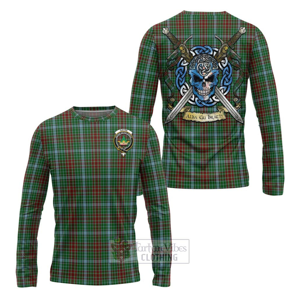 Tartan Vibes Clothing Gayre Tartan Long Sleeve T-Shirt with Family Crest Celtic Skull Style