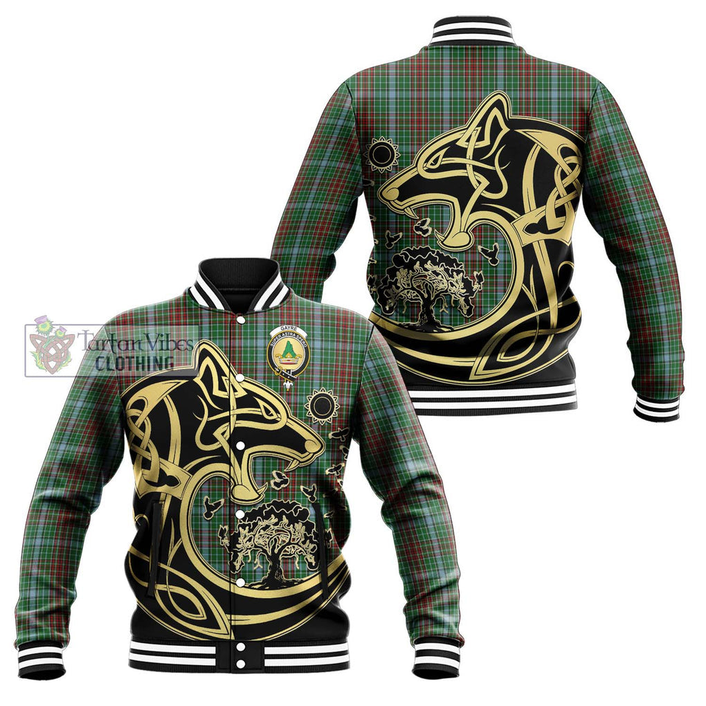 Gayre Tartan Baseball Jacket with Family Crest Celtic Wolf Style Unisex - Tartan Vibes Clothing