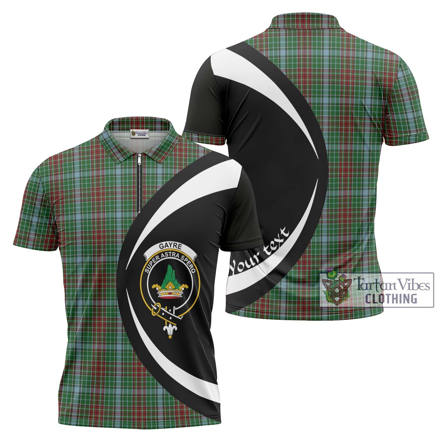 Tartan Vibes Clothing Gayre Tartan Zipper Polo Shirt with Family Crest Circle Style