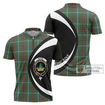 Gayre Tartan Zipper Polo Shirt with Family Crest Circle Style