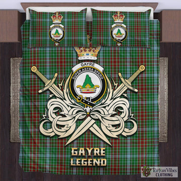 Gayre Tartan Bedding Set with Clan Crest and the Golden Sword of Courageous Legacy