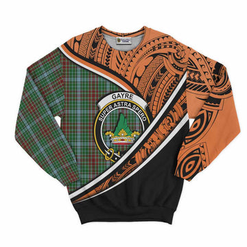 Gayre Crest Tartan Sweatshirt with Polynesian Vibes Style - Orange Version