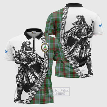 Gayre Tartan Clan Crest Zipper Polo Shirt with Highlander Warrior Celtic Style