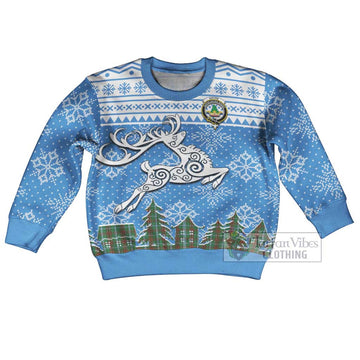 Gayre Clan Christmas Kid Ugly Sweater with Tartan and Celtic Reindeer Style