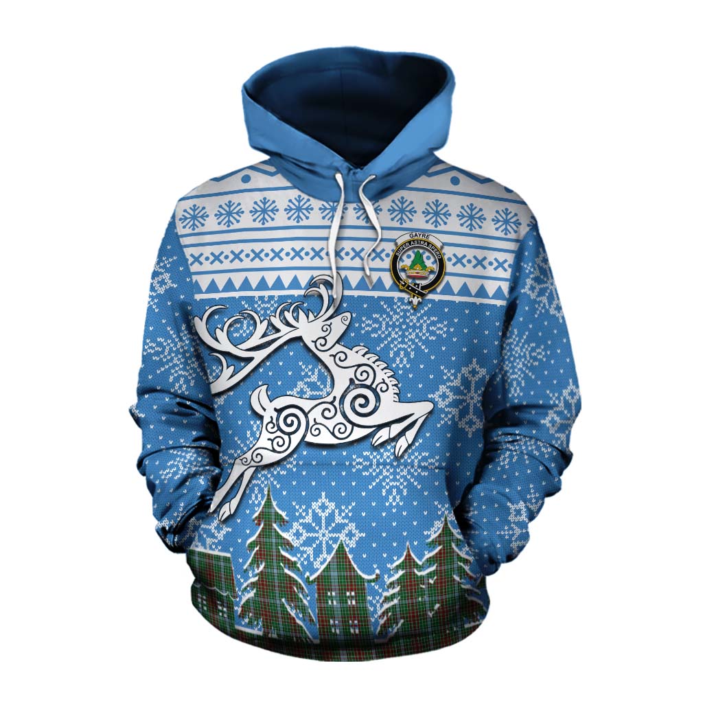 Tartan Vibes Clothing Gayre Clan Christmas Cotton Hoodie Celtic Reindeer Style