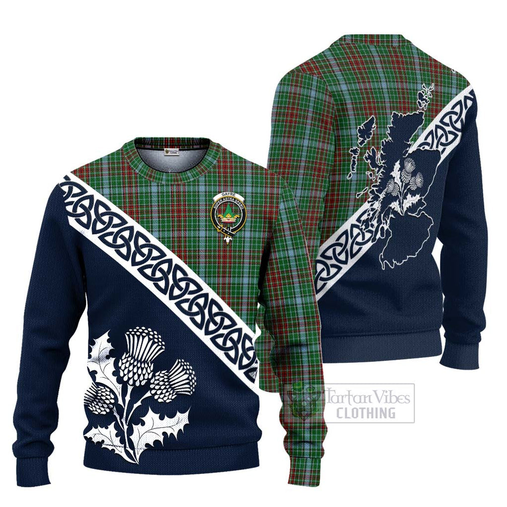 Tartan Vibes Clothing Gayre Tartan Knitted Sweater Featuring Thistle and Scotland Map