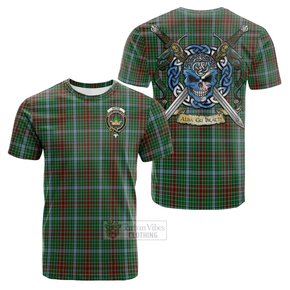 Tartan Vibes Clothing Gayre Tartan Cotton T-shirt with Family Crest Celtic Skull Style