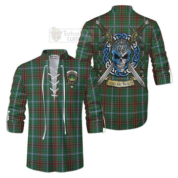 Gayre Tartan Ghillie Kilt Shirt with Family Crest Celtic Skull Style