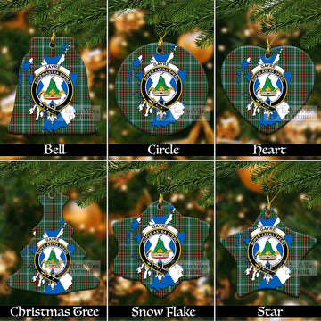 Gayre Tartan Christmas Ornament with Family Crest and Scotland Map