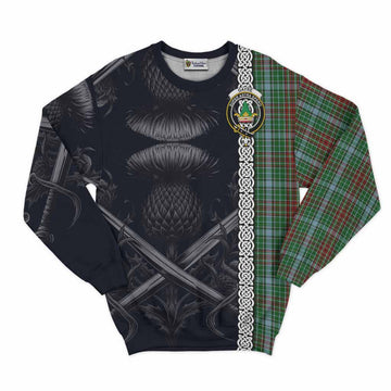 Gayre Tartan Sweatshirt with Family Crest Cross Sword Thistle Celtic Vibes