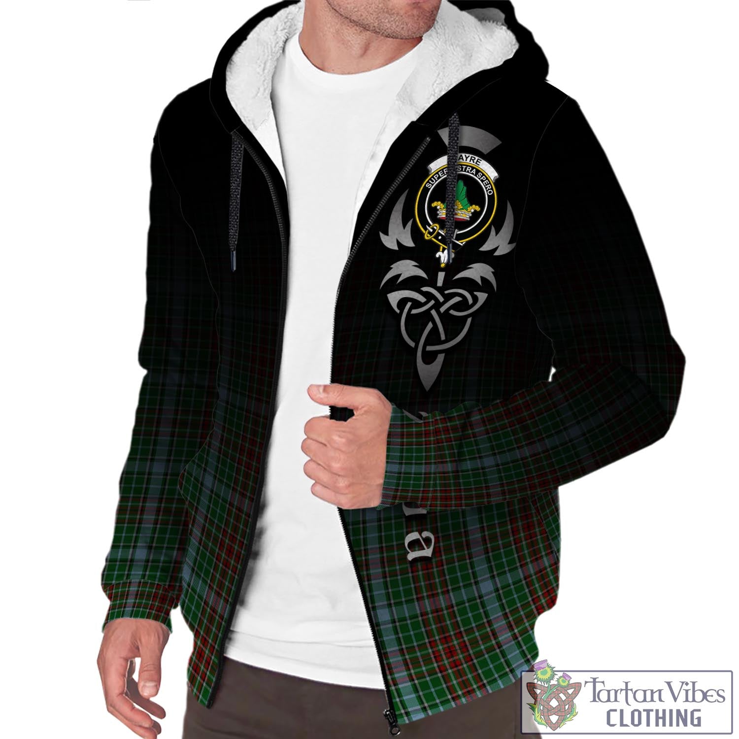 Tartan Vibes Clothing Gayre Tartan Sherpa Hoodie Featuring Alba Gu Brath Family Crest Celtic Inspired