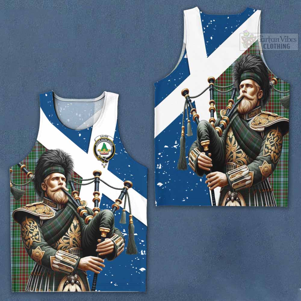 Gayre Tartan Men's Tank Top with Family Crest Scottish Bagpiper Vibes