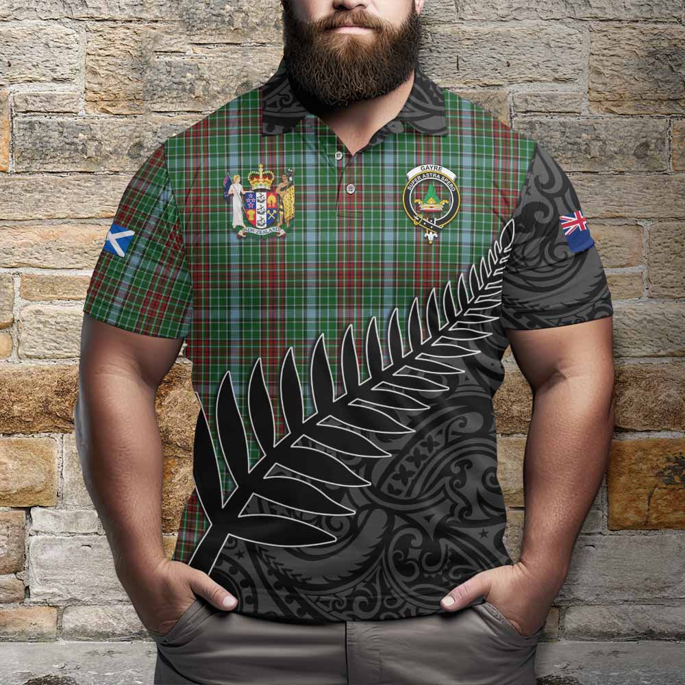 Gayre Crest Tartan Polo Shirt with New Zealand Silver Fern Half Style