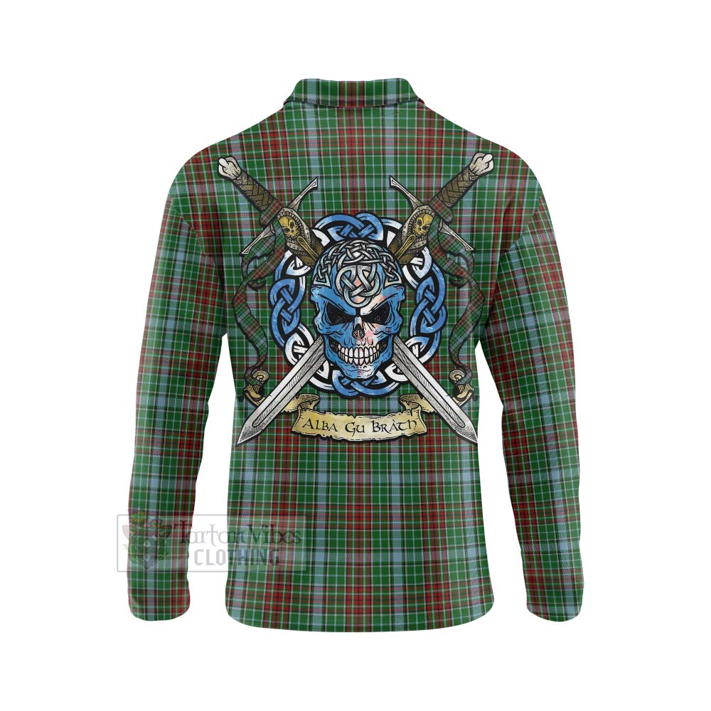 Tartan Vibes Clothing Gayre Tartan Long Sleeve Polo Shirt with Family Crest Celtic Skull Style