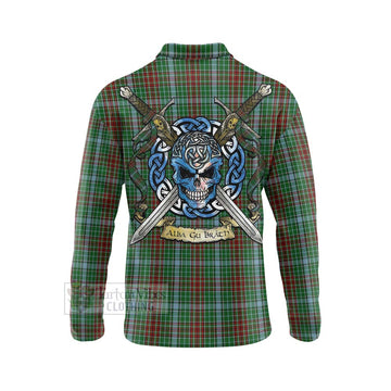 Gayre Tartan Long Sleeve Polo Shirt with Family Crest Celtic Skull Style