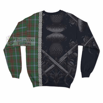 Gayre Tartan Sweatshirt with Family Crest Cross Sword Thistle Celtic Vibes