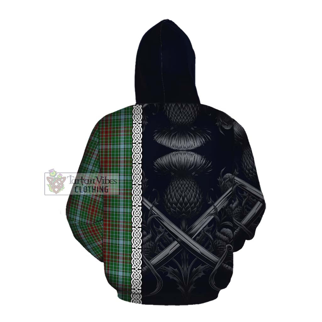 Tartan Vibes Clothing Gayre Tartan Cotton Hoodie with Family Crest Cross Sword Thistle Celtic Vibes