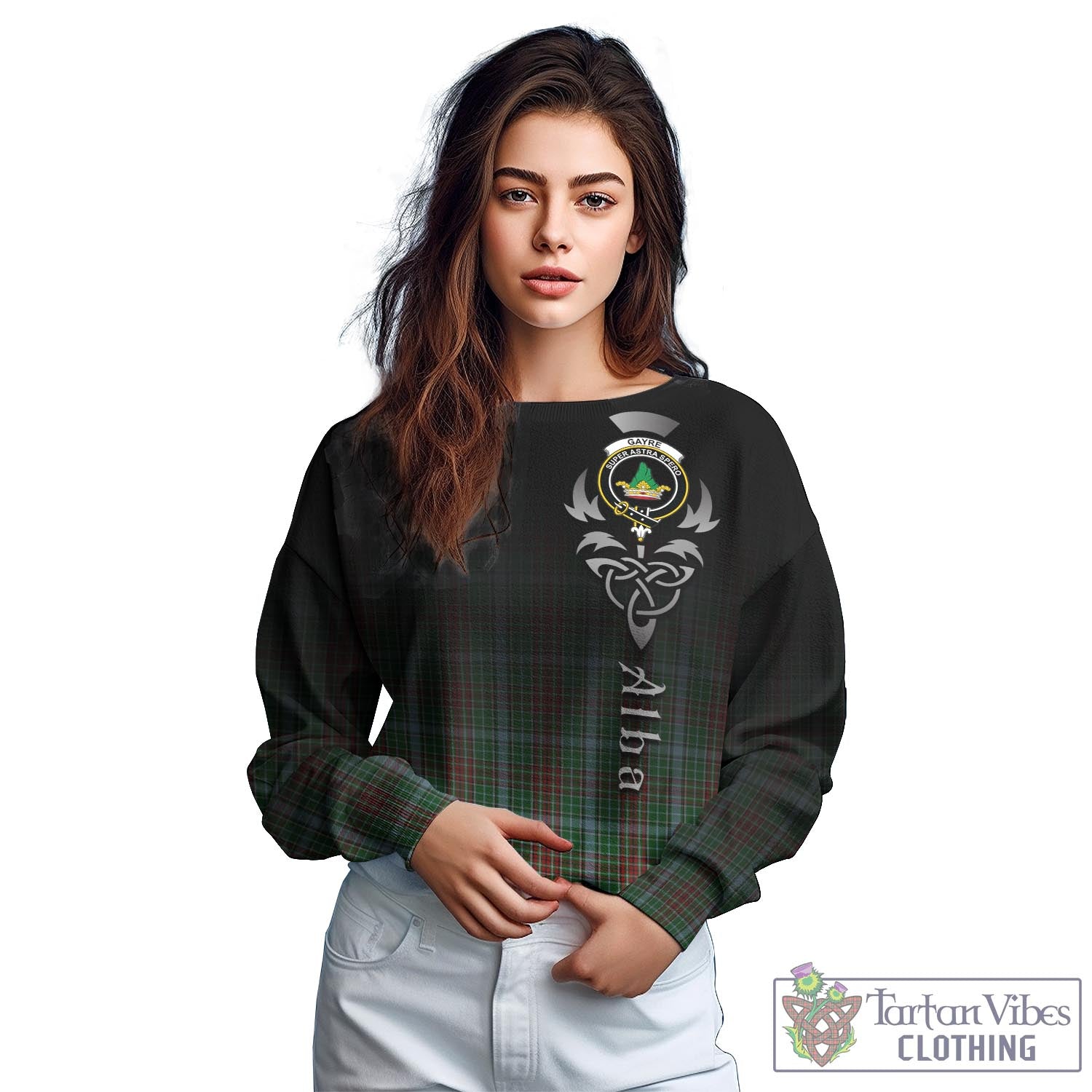 Tartan Vibes Clothing Gayre Tartan Sweatshirt Featuring Alba Gu Brath Family Crest Celtic Inspired