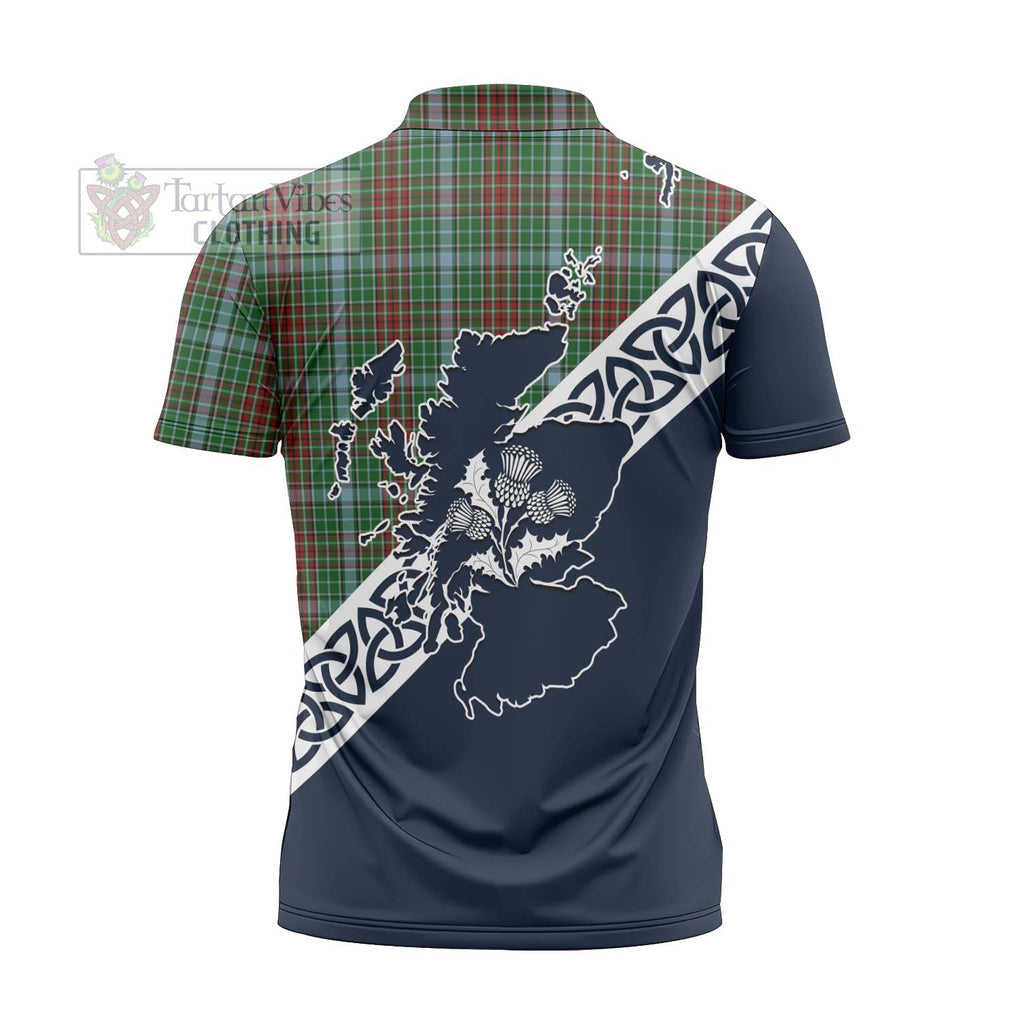 Tartan Vibes Clothing Gayre Tartan Zipper Polo Shirt Featuring Thistle and Scotland Map