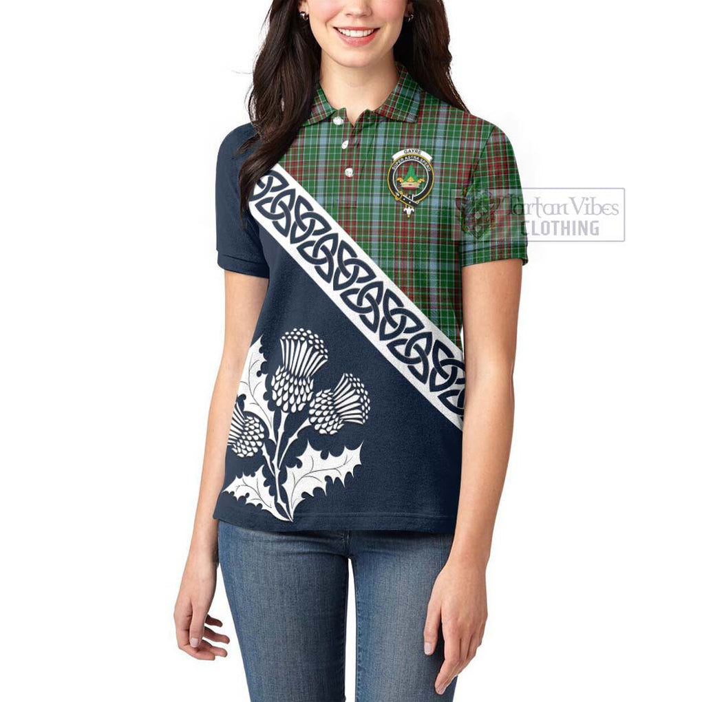 Tartan Vibes Clothing Gayre Tartan Women's Polo Shirt Featuring Thistle and Scotland Map