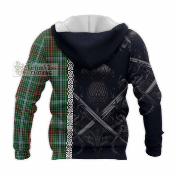 Gayre Tartan Knitted Hoodie with Family Crest Cross Sword Thistle Celtic Vibes