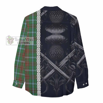 Gayre Tartan Women's Casual Shirt with Family Crest Cross Sword Thistle Celtic Vibes