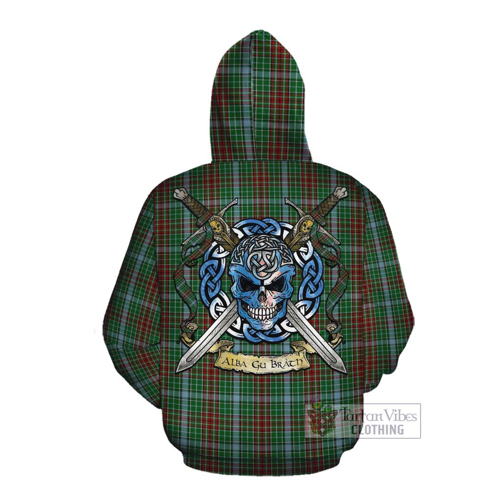 Tartan Vibes Clothing Gayre Tartan Cotton Hoodie with Family Crest Celtic Skull Style