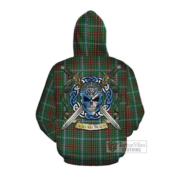 Gayre Tartan Cotton Hoodie with Family Crest Celtic Skull Style