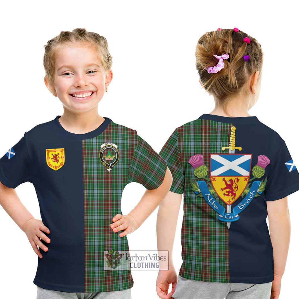 Tartan Vibes Clothing Gayre Tartan Kid T-Shirt with Scottish Lion Royal Arm Half Style