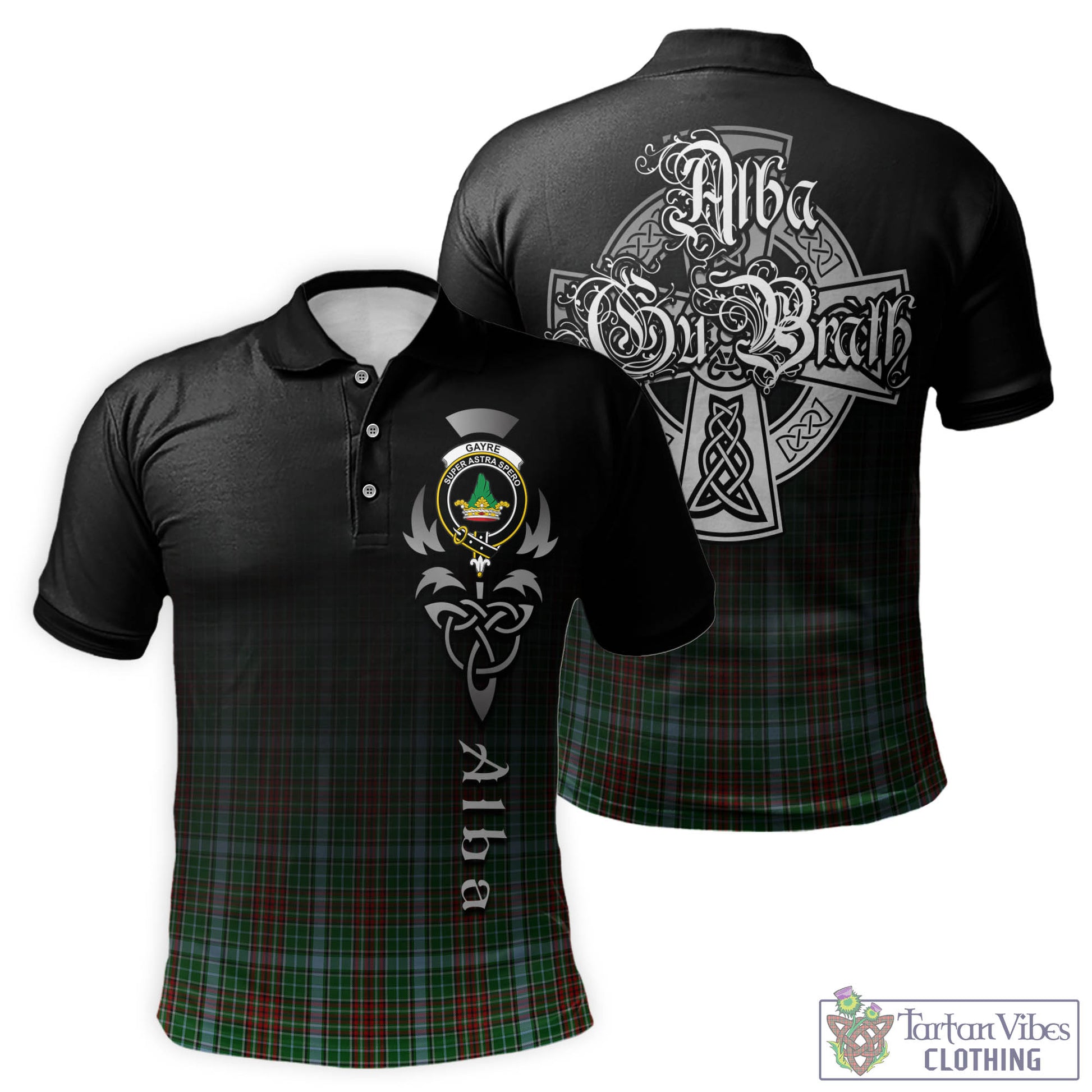 Tartan Vibes Clothing Gayre Tartan Polo Shirt Featuring Alba Gu Brath Family Crest Celtic Inspired