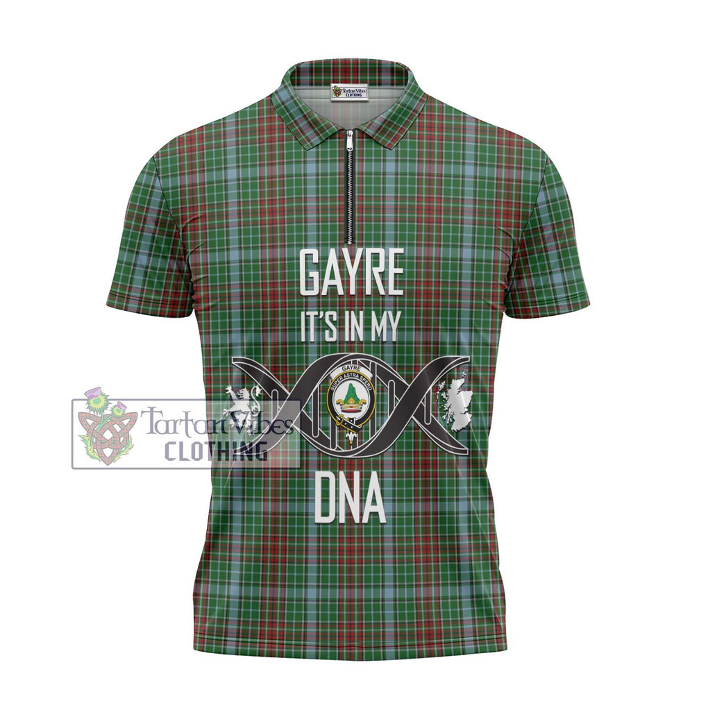 Gayre Tartan Zipper Polo Shirt with Family Crest DNA In Me Style - Tartanvibesclothing Shop