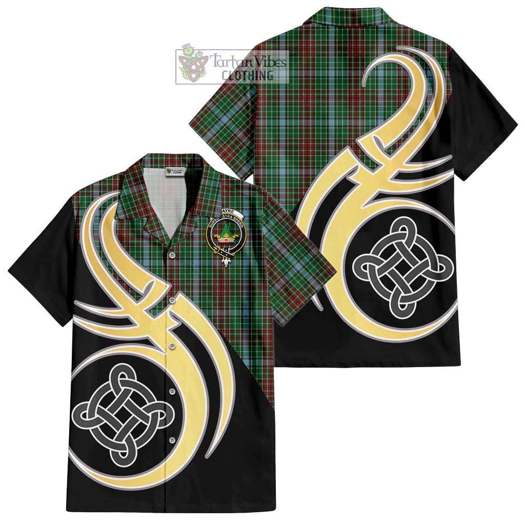 Gayre Tartan Short Sleeve Button Shirt with Family Crest and Celtic Symbol Style - Tartan Vibes Clothing