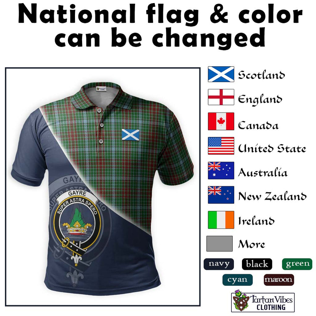 Gayre Tartan Polo Shirt with Personalised National Flag and Family Crest Half Style - Tartanvibesclothing Shop