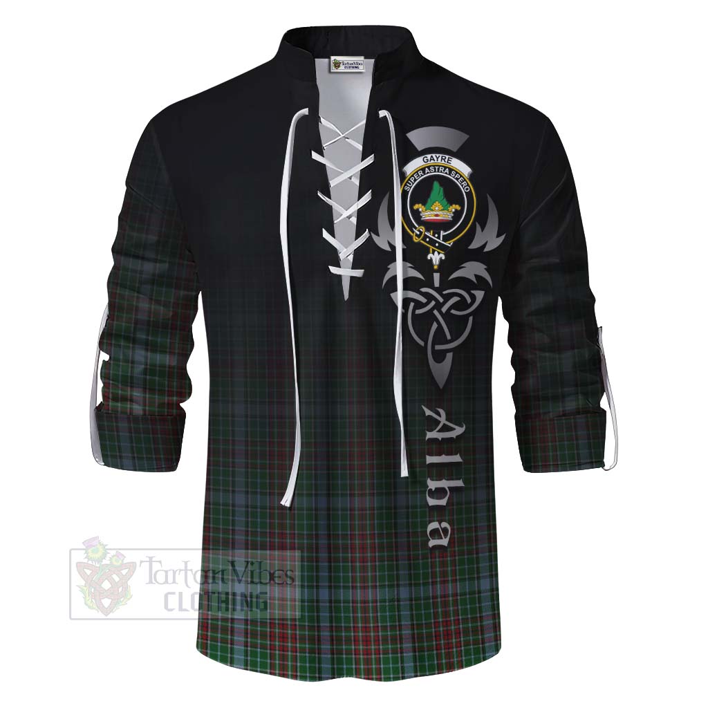 Tartan Vibes Clothing Gayre Tartan Ghillie Kilt Shirt Featuring Alba Gu Brath Family Crest Celtic Inspired