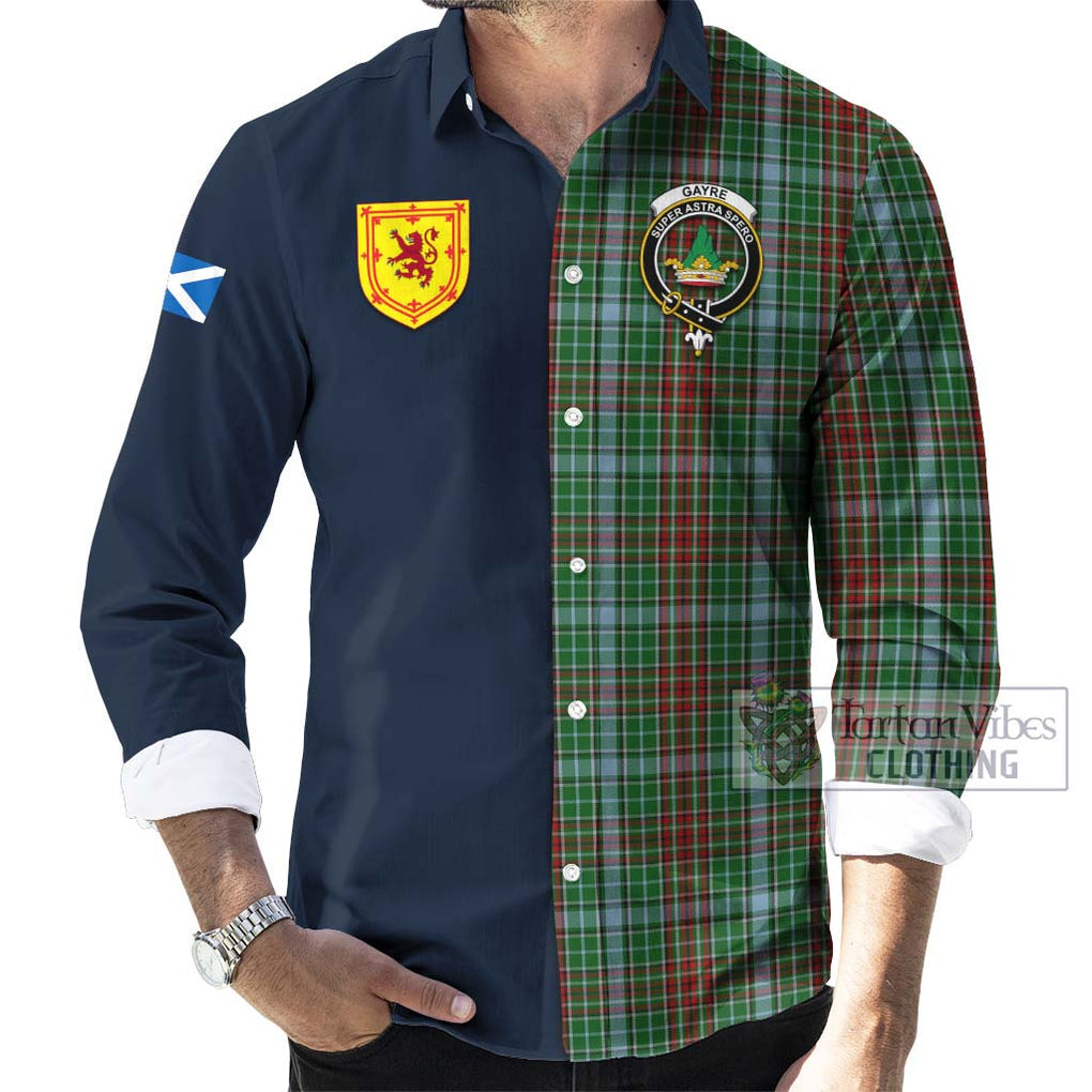 Tartan Vibes Clothing Gayre Tartan Long Sleeve Button Shirt with Scottish Lion Royal Arm Half Style