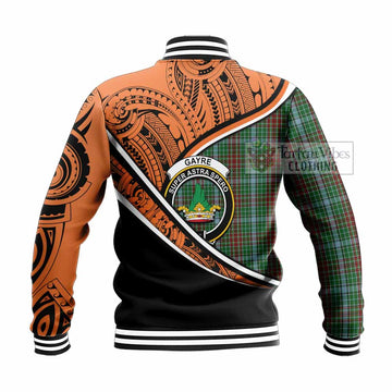 Gayre Crest Tartan Baseball Jacket with Polynesian Vibes Style - Orange Version