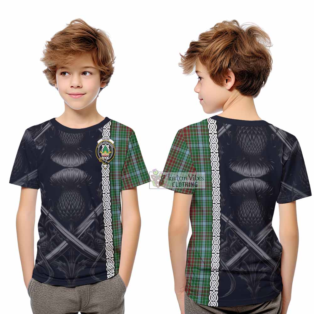 Tartan Vibes Clothing Gayre Tartan Kid T-Shirt with Family Crest Cross Sword Thistle Celtic Vibes