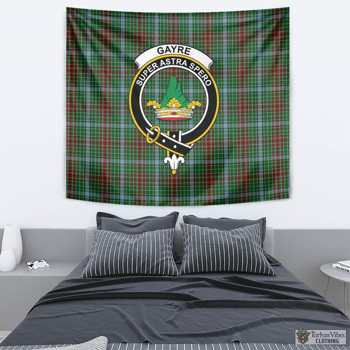 Tartan Vibes Clothing Gayre Tartan Tapestry Wall Hanging and Home Decor for Room with Family Crest