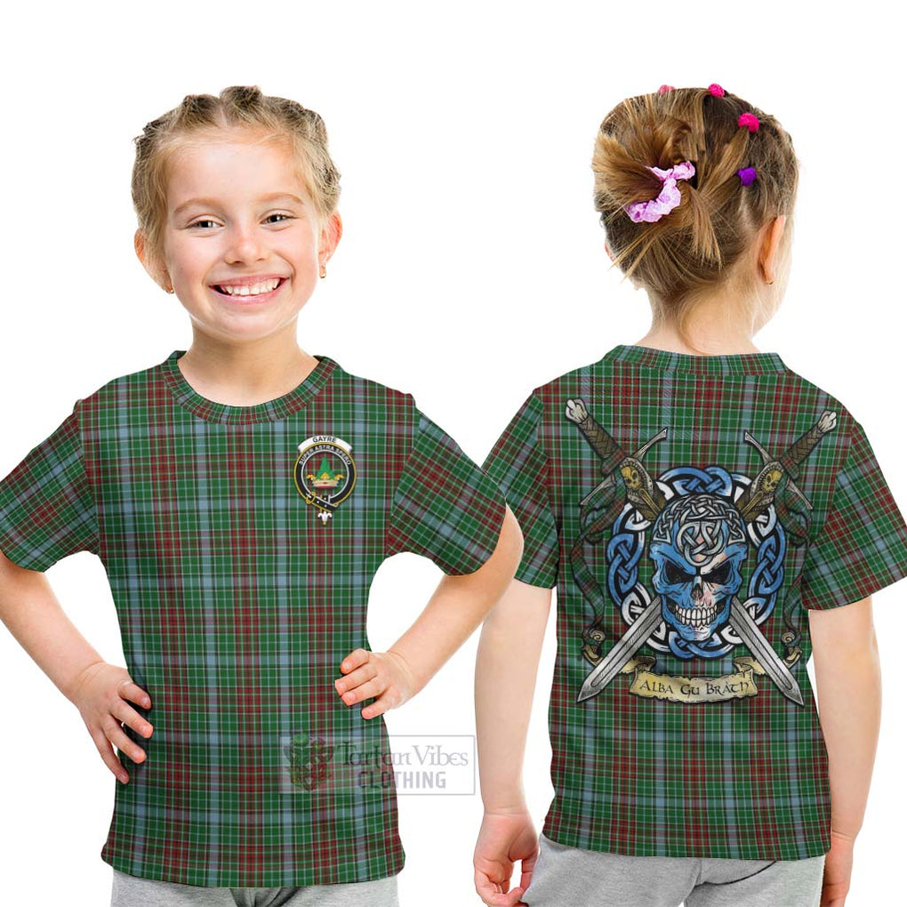 Tartan Vibes Clothing Gayre Tartan Kid T-Shirt with Family Crest Celtic Skull Style