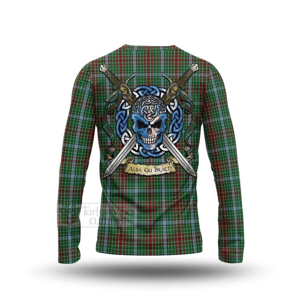 Tartan Vibes Clothing Gayre Tartan Long Sleeve T-Shirt with Family Crest Celtic Skull Style