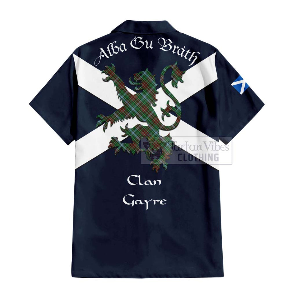 Tartan Vibes Clothing Gayre Tartan Lion Rampant Short Sleeve Button Shirt – Proudly Display Your Heritage with Alba Gu Brath and Clan Name