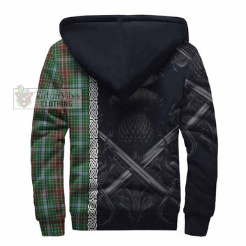 Gayre Tartan Sherpa Hoodie with Family Crest Cross Sword Thistle Celtic Vibes