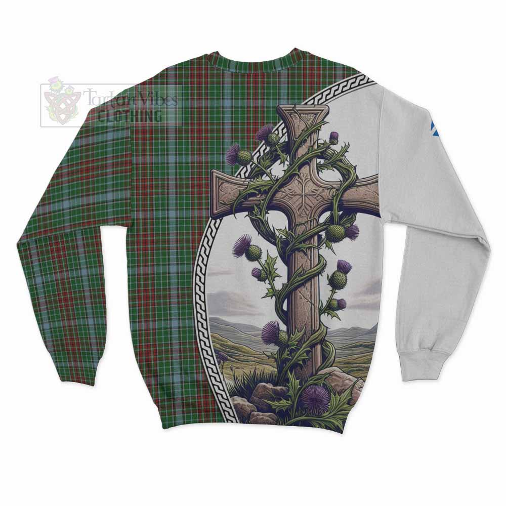 Tartan Vibes Clothing Gayre Tartan Sweatshirt with Family Crest and St. Andrew's Cross Accented by Thistle Vines