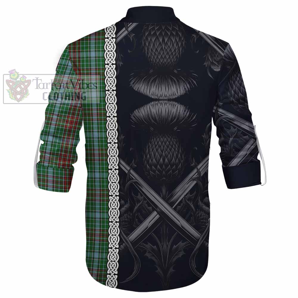 Tartan Vibes Clothing Gayre Tartan Ghillie Kilt Shirt with Family Crest Cross Sword Thistle Celtic Vibes