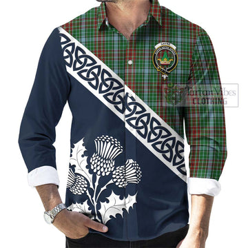 Gayre Tartan Long Sleeve Button Shirt Featuring Thistle and Scotland Map