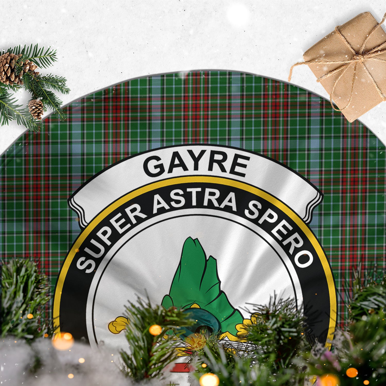 Gayre Tartan Christmas Tree Skirt with Family Crest - Tartanvibesclothing