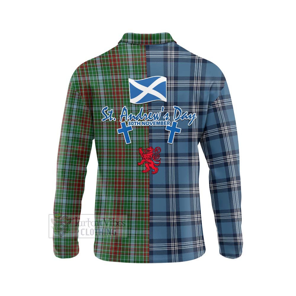 Tartan Vibes Clothing Gayre Tartan Long Sleeve Polo Shirt Happy St. Andrew's Day Half Tartan Style