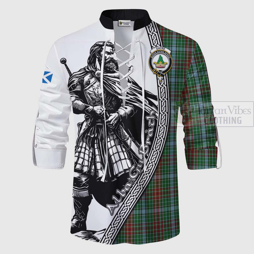 Tartan Vibes Clothing Gayre Tartan Clan Crest Ghillie Kilt Shirt with Highlander Warrior Celtic Style