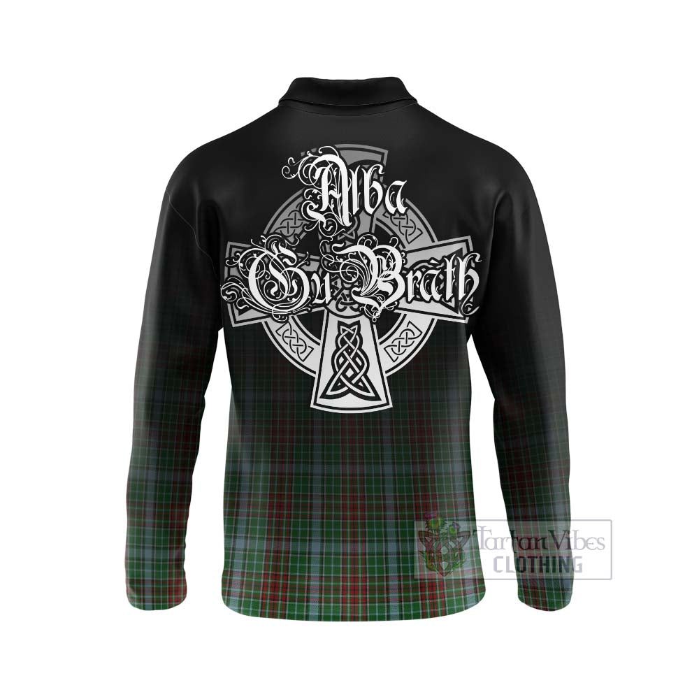 Tartan Vibes Clothing Gayre Tartan Long Sleeve Polo Shirt Featuring Alba Gu Brath Family Crest Celtic Inspired