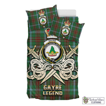 Gayre Tartan Bedding Set with Clan Crest and the Golden Sword of Courageous Legacy